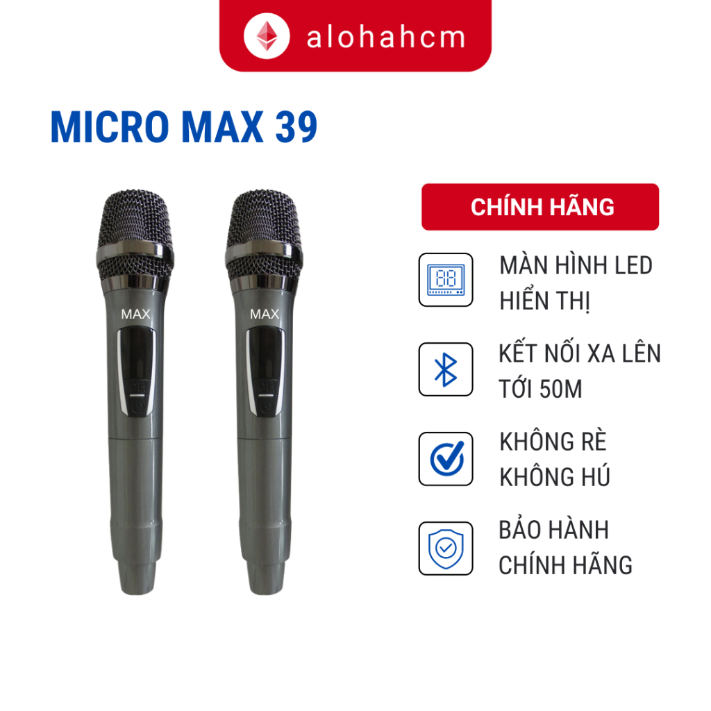 Micro karaoke bluetooth KAW - Hàng Chính Hãng Max 19, Max 39 Màn Hình Led Bắt Sóng 50M