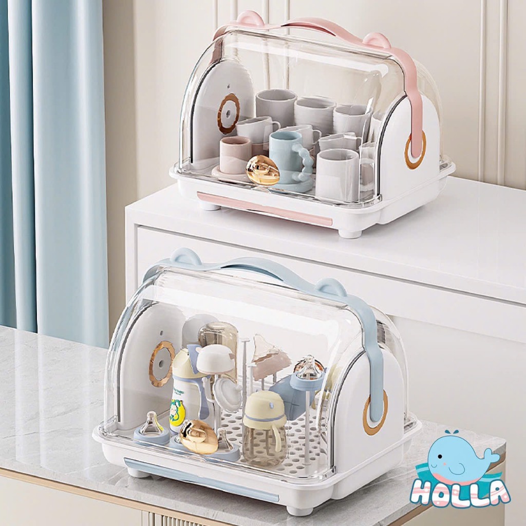 Giá Úp Bình Sữa Storage Box Giá Úp Bình Sữa Phi Thuyền Holla HL-15200 và HL 15216 Có Nắp Đậy Tiện Lợi