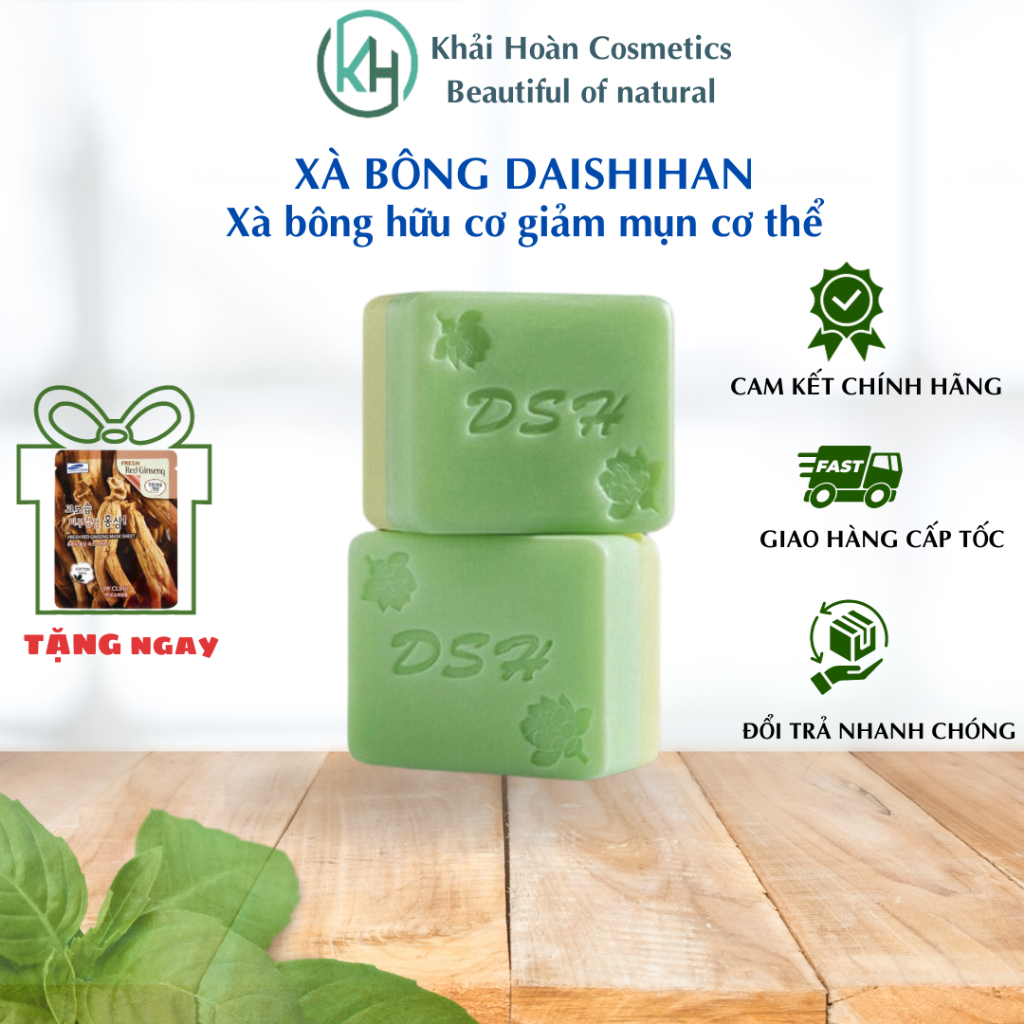 Xà bông DAISHIHAN, xà bông cục hữu cơ DSH tắm giảm mụn cơ thể 110gr