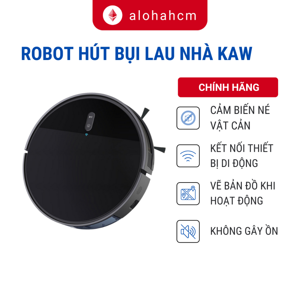 Máy hút bụi lau nhà Kaw, Chính Hãng, Cảm Biến Vật Cản, Kết Nối Điện Thoại