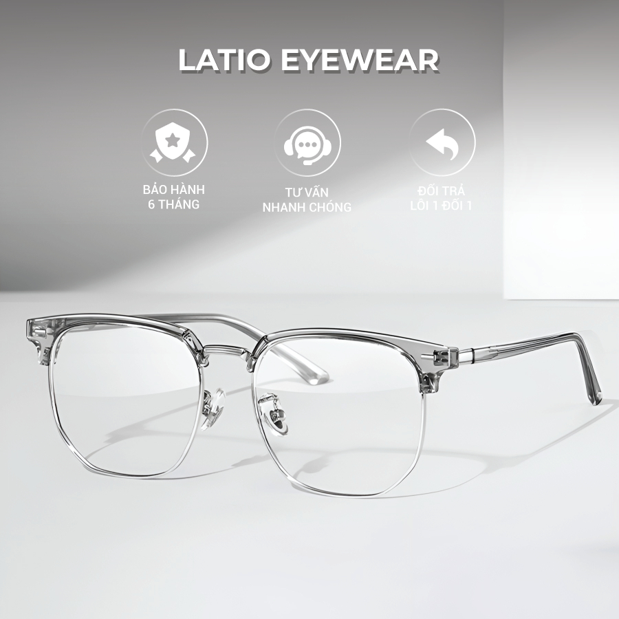 Gọng kính nam nữ, kính mắt nửa gọng kim loại cao cấp HOT 2023 với thiết kế ấn tượng mang phong cách hiện đại - KM66