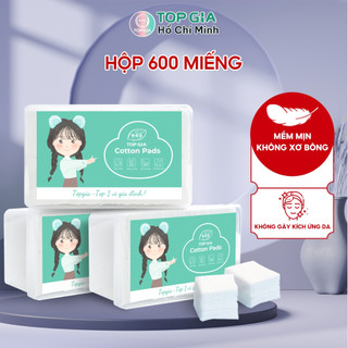 Bông tẩy trang, đắp toner Top Gia 600 miếng mỏng an toàn tiện lợi cho da, dai mịn, không xơ