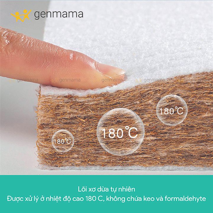 Đệm sơ dừa tự nhiên kháng khuẩn cho bé GENMAMA chống vẹo xương, nệm sơ dừa thoáng khí bảo vệ làn da bé