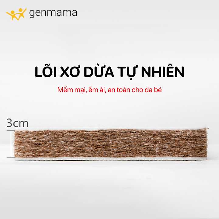Đệm sơ dừa tự nhiên kháng khuẩn cho bé GENMAMA chống vẹo xương, nệm sơ dừa thoáng khí bảo vệ làn da bé