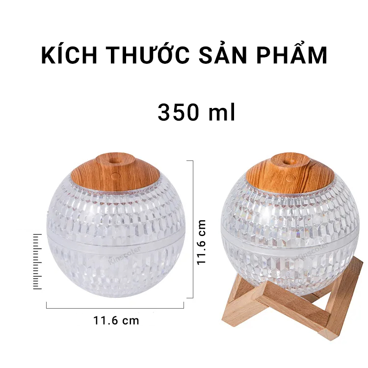 Máy xông tinh dầu và tạo ẩm không khí Model E346 - Quả cầu phát sáng 7 màu - Công dụng tạo ẩm, khuyếch tán hương thơm