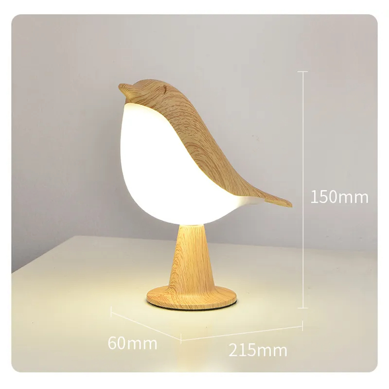 Đèn ngủ Đèn bàn đọc sách Đèn trang trí - Kiểu dáng con chim đẹp mắt - Điều khiển chạm để tắt bật đèn và điều chỉnh as