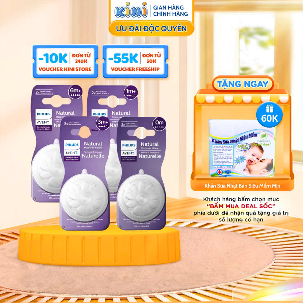Núm Ti Philips Avent Cổ Rộng, Phụ Kiện Núm Ti Thay Thế Bình Sữa Moyuum, Hegen, Dr Browns, Wesser Cho Bé
