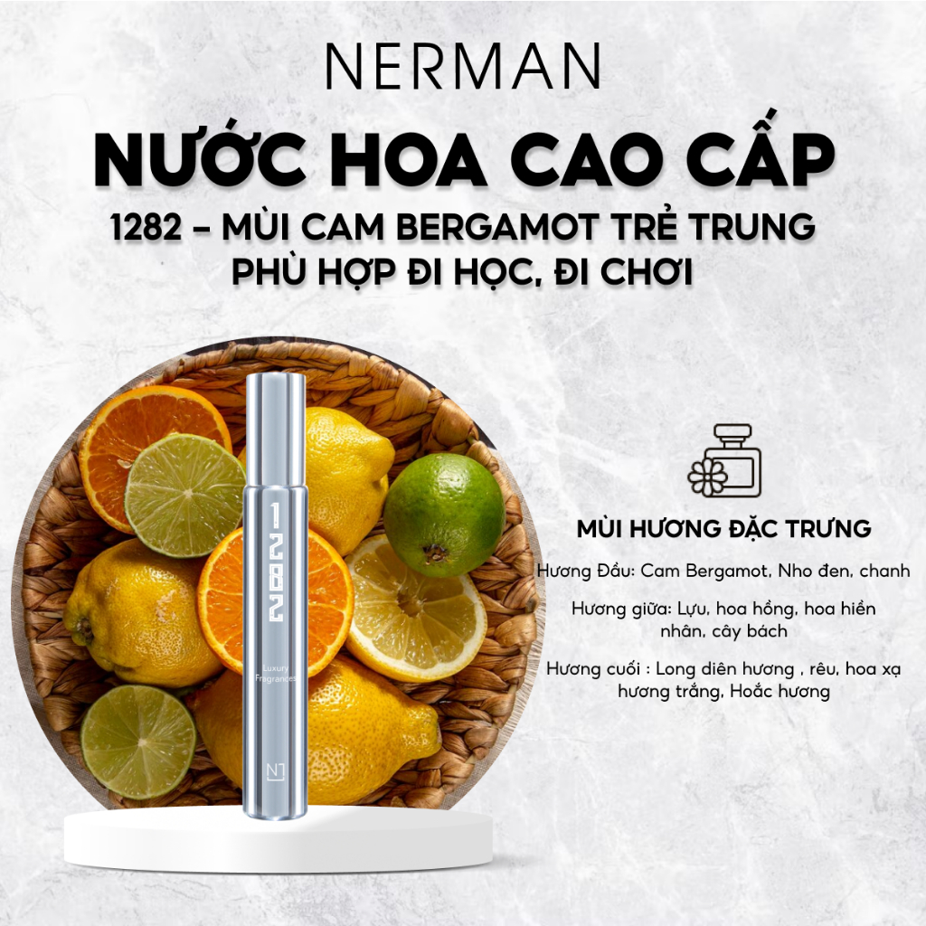 Nước hoa nam Nerman - hương thơm nhẹ nhàng, tinh tế hút nữ giới, hợp đi hẹn hò, đi chơi, đi làm lưu hương tới 8h 10ml