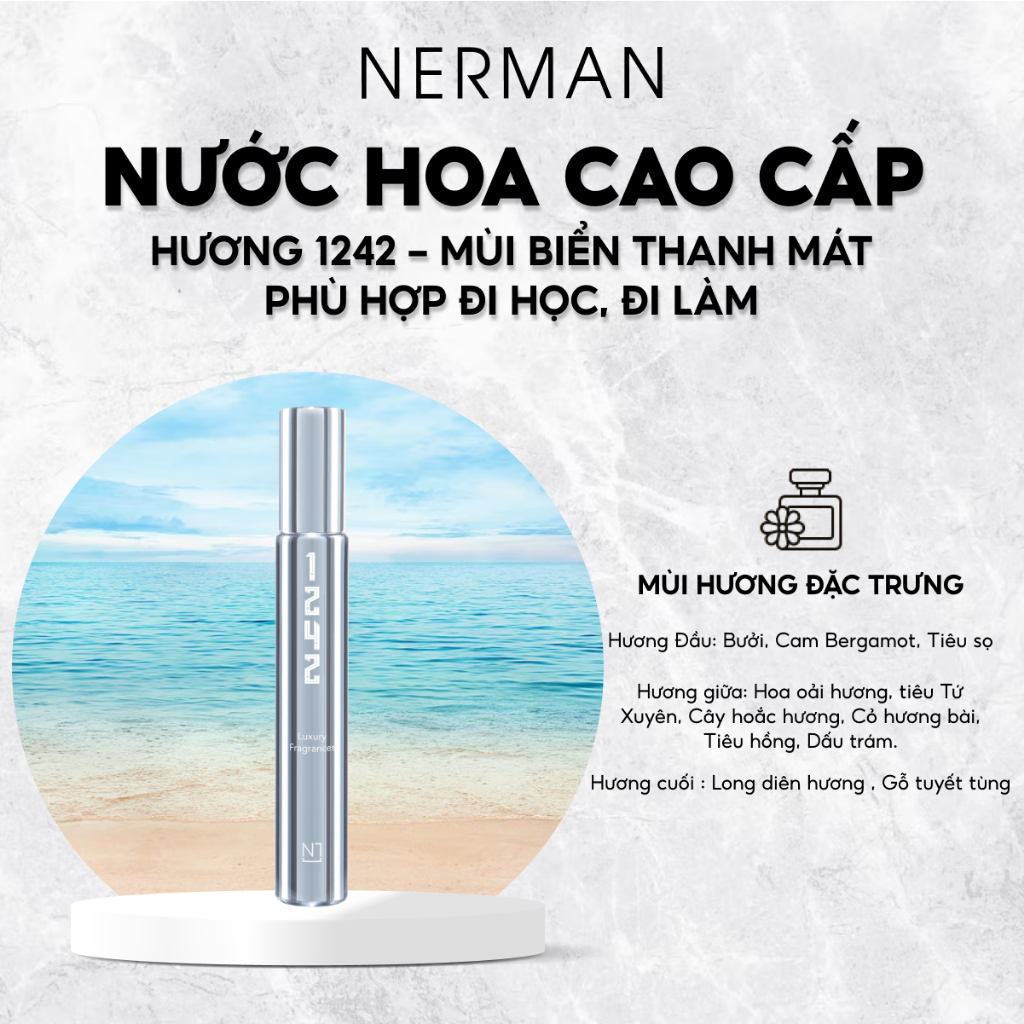 Nước hoa nam Nerman - hương thơm nhẹ nhàng, tinh tế hút nữ giới, hợp đi hẹn hò, đi chơi, đi làm lưu hương tới 8h 10ml