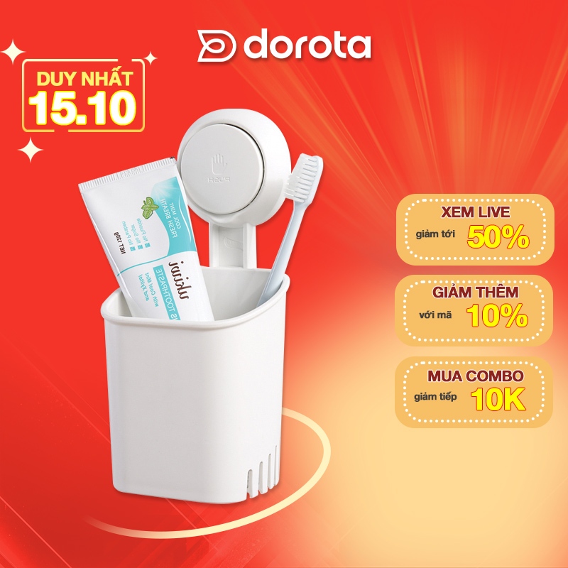 Cốc đựng bàn chải đánh răng cao cấp DOROTA công nghệ hút chân không để đồ nhà bếp AW562