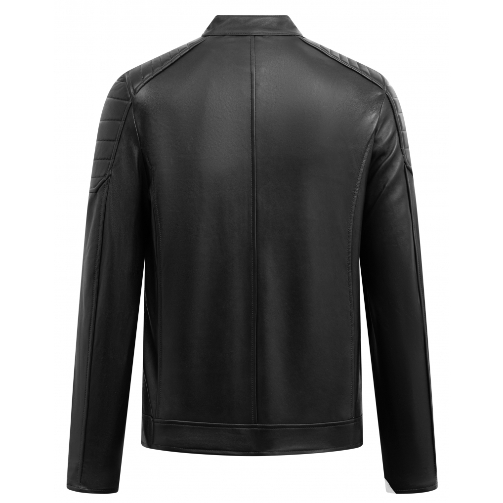 Áo khoác da nam FTT Leather Motocycle Jacket da cừu hai túi hộp gân vai 100% da thật - Mã AD316