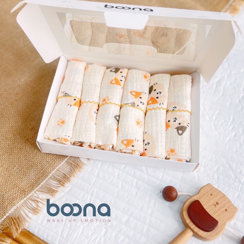 Khăn Xô Sữa Boona kt 30*30 Sét 6 khăn.