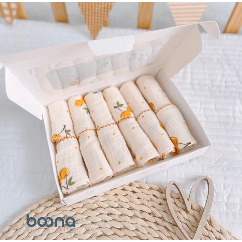 Khăn Xô Sữa Boona kt 30*30 Sét 6 khăn.