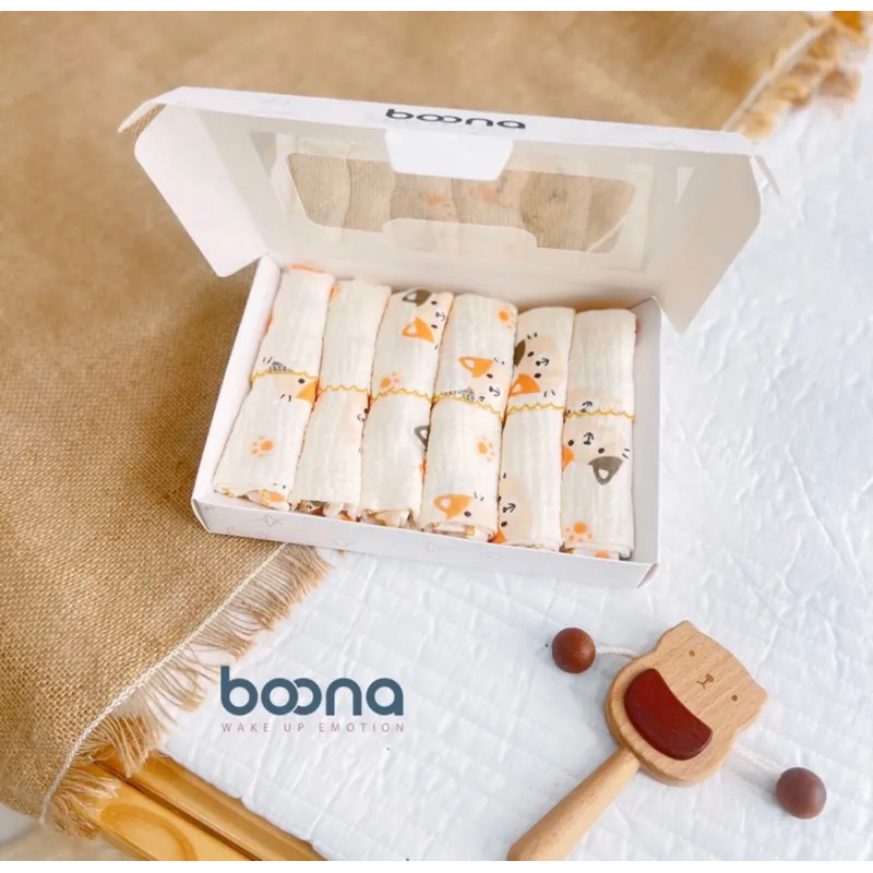 Khăn Xô Sữa Boona kt 30*30 Sét 6 khăn.