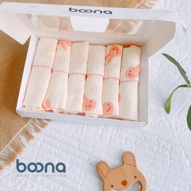 Khăn Xô Sữa Boona kt 30*30 Sét 6 khăn.