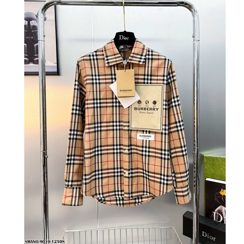 Áo sơ mi Burberry kẻ caro sọc dài tay BBR nam nữ unisex form rộng, chất mềm đẹp chất siêu đẹp thời trang 2023