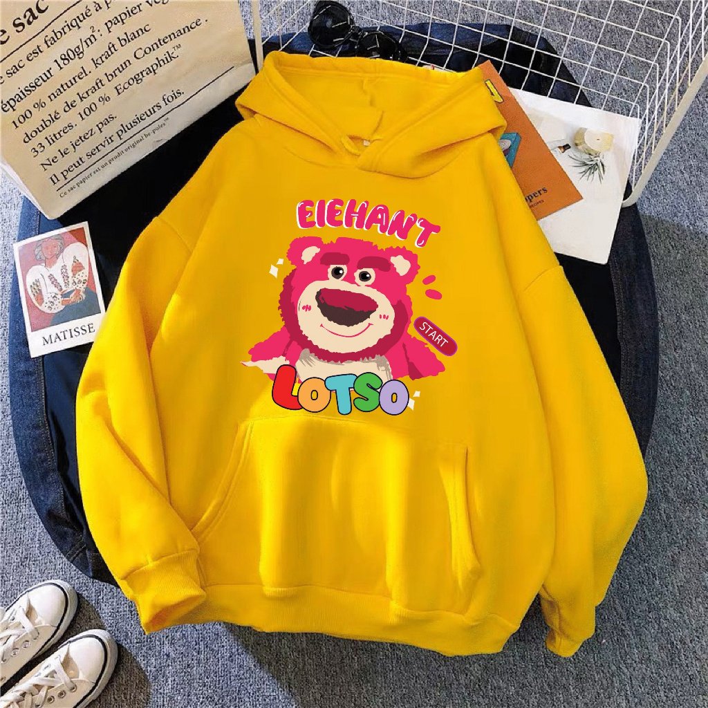 Áo hoodie bé gái phom rộng nỉ hình in GẤU LO.TSO cho bé gái từ 14-48kg
