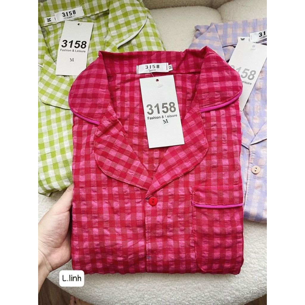 Sét bộ pizama xốp kẻ ô vuông 3158