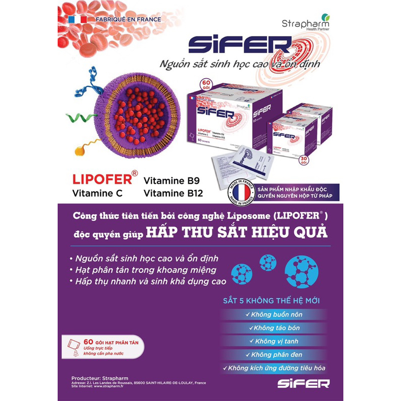 Sifer gói uống bổ sung sắt và vitamin