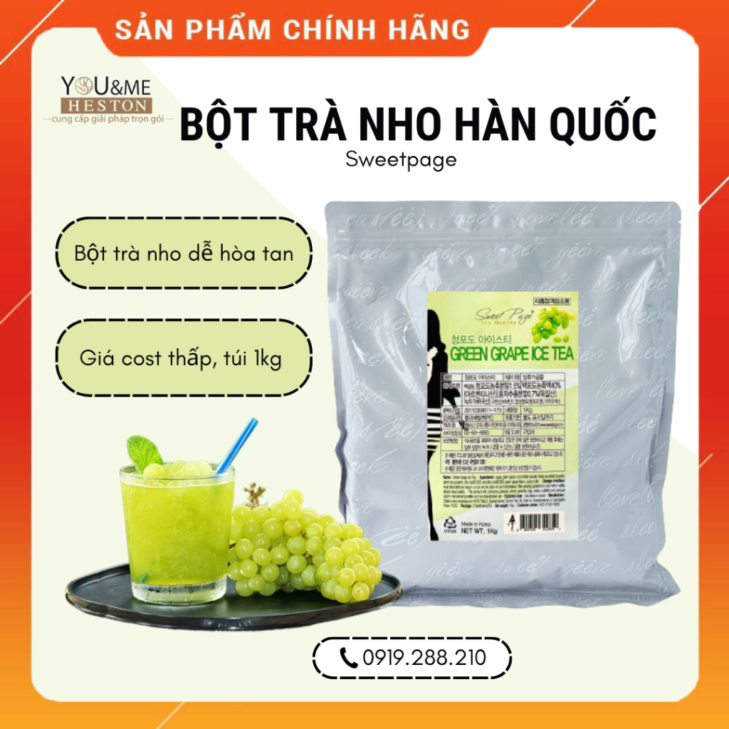 Bột trà nho xanh hòa tan hiệu Sweet Page 1KG Hàn Quốc