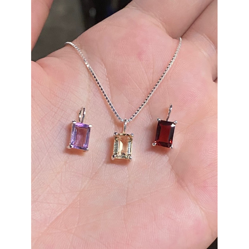 Dây chuyền bạc mặt dây vuông nhiều mẫu đá