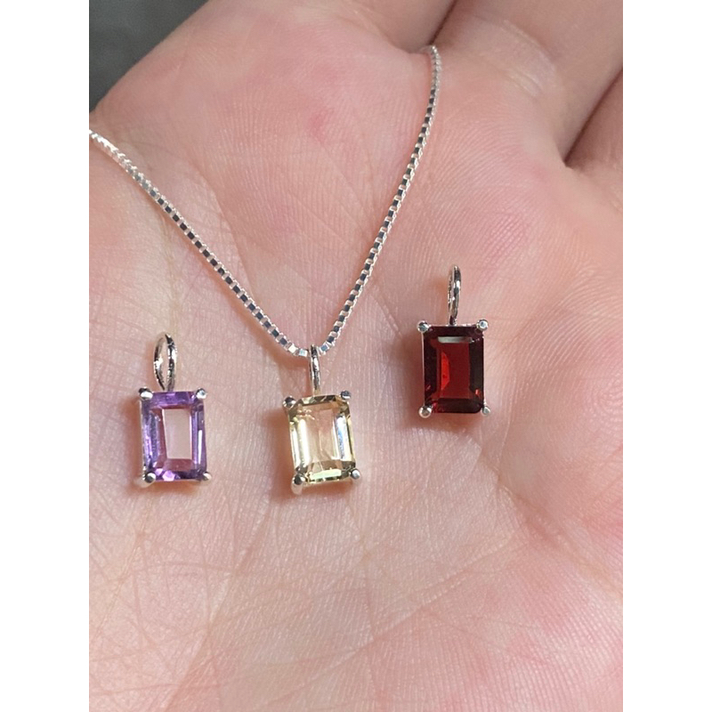 Dây chuyền bạc mặt dây vuông nhiều mẫu đá