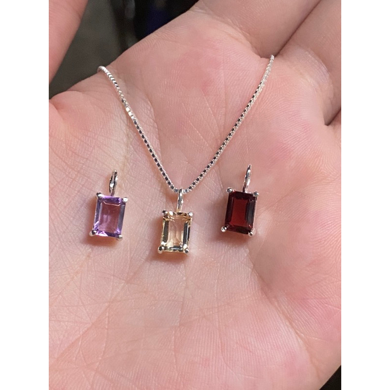 Dây chuyền bạc mặt dây vuông nhiều mẫu đá