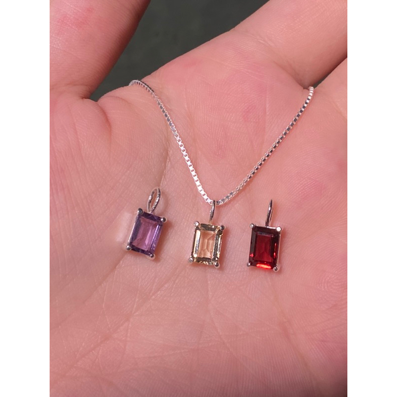 Dây chuyền bạc mặt dây vuông nhiều mẫu đá