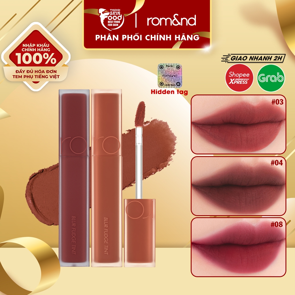 [NEW 12-16] [Be OVEEER Shade] Son Kem Siêu Lì, Lên Màu Chuẩn, Mịn Môi Hàn Quốc Romand Blur Fudge Tint 5g