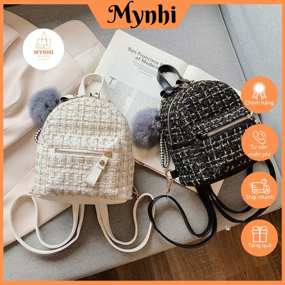 Balo mini nữ hoạ tiết kẻ MYNHI balo dành cho bé đi học đi chơi SMN128