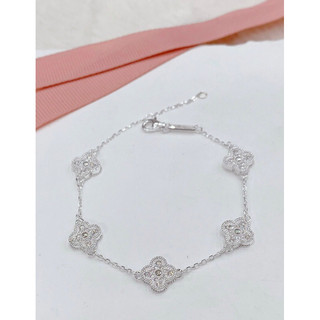 Lức tay cỏ bốn lá vca bạc 925 đính đá minh tâm jewelry