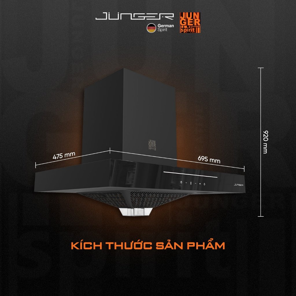 Hút mùi Junger HRJ-701 Công suất 1000m3/h Cảm biến khí gas CO2 Hàng Chính Hãng Bảo Hành 12 Tháng