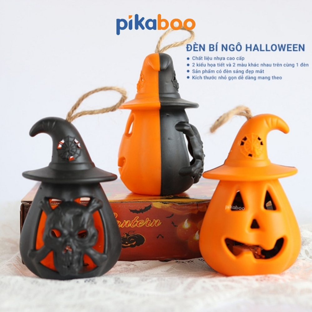 Lồng đèn bí ngô, đèn con thỏ Pikaboo dùng trang trí Halloween, có đèn sáng đẹp mắt mẫu mã đa dạng, an toàn cho bé