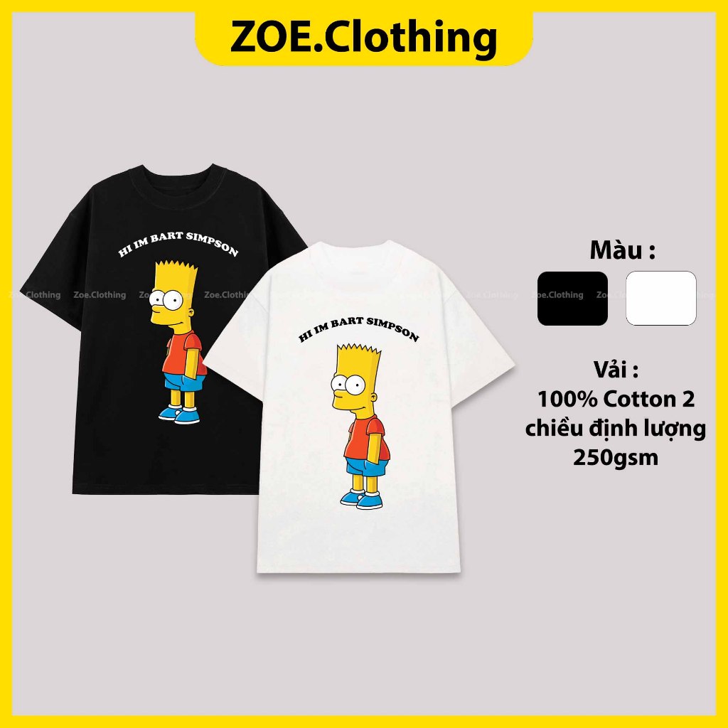 Áo thun Simpson, áo phông tay lỡ nam nữ unisex, ZOEclothing