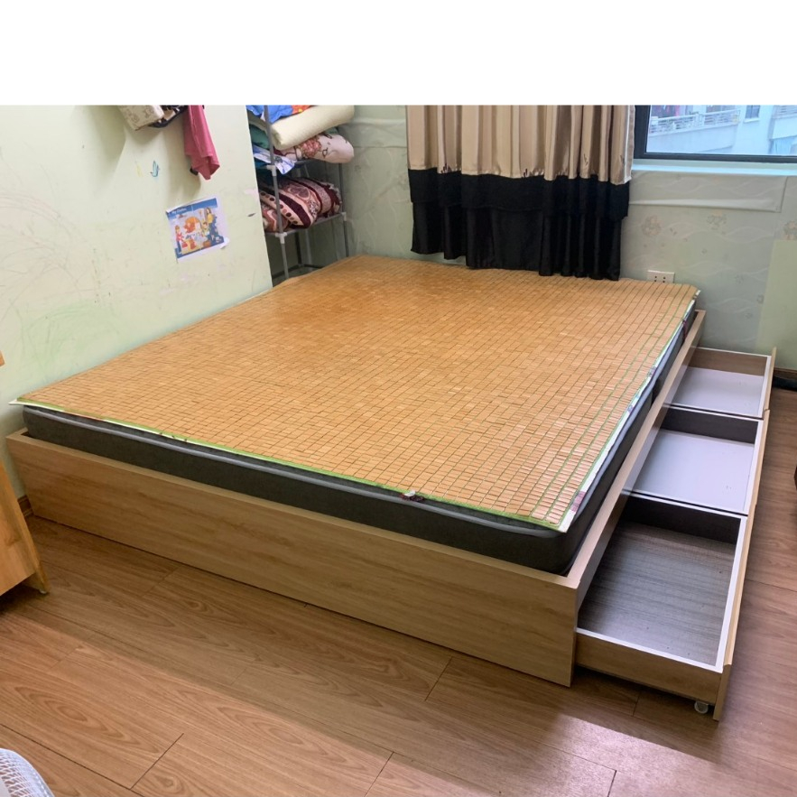 Giường ngủ gỗ MDF phủ melamin chống xước không đầu giường cao 30cm, không ngăn kéo, dát lật, có khoang chứa đồ bên dưới | BigBuy360 - bigbuy360.vn