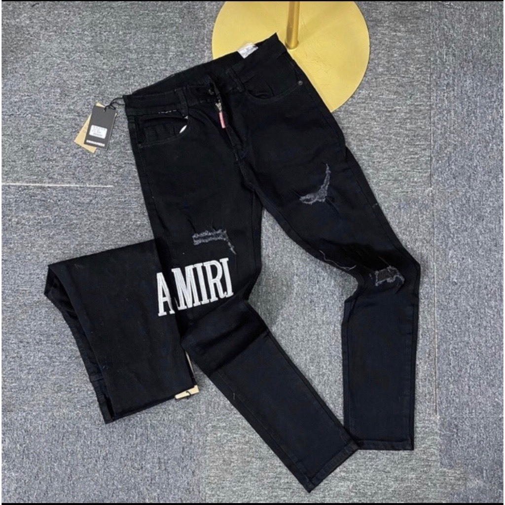 Quần bò jean nam dài xanh rách vẩy sơn thêu lá phong đỏ mẫu mới đẹp,chất jean co giãn form skinny giá tốt ĐƯỢC KIỂM