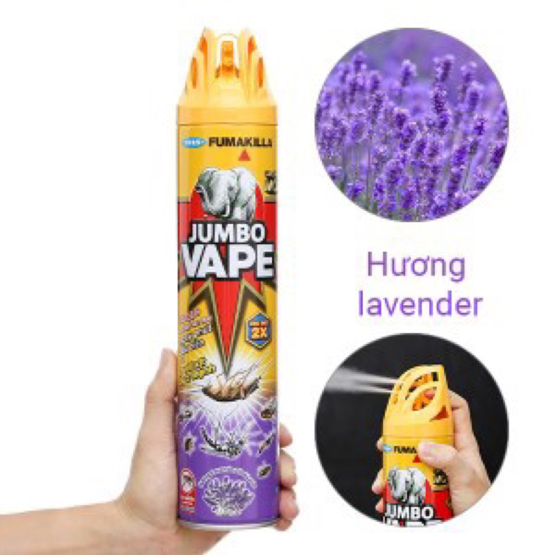 Bình xịt muỗi JUMBO VAPE 600ml đủ hương