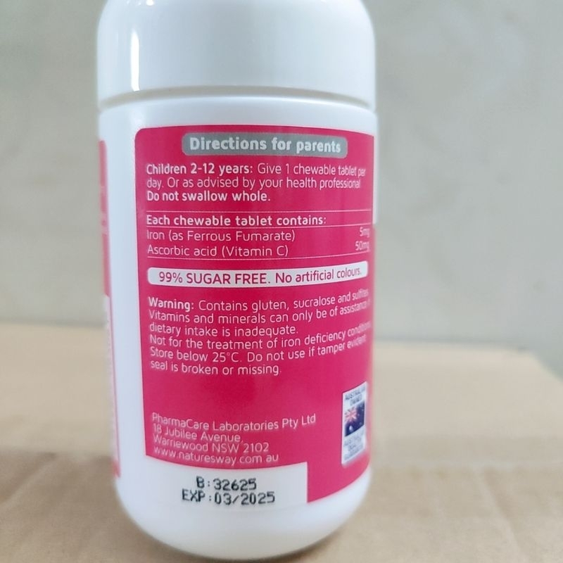 Viên nhai vitamin c và sắt Nature's way kids smart 50 viên