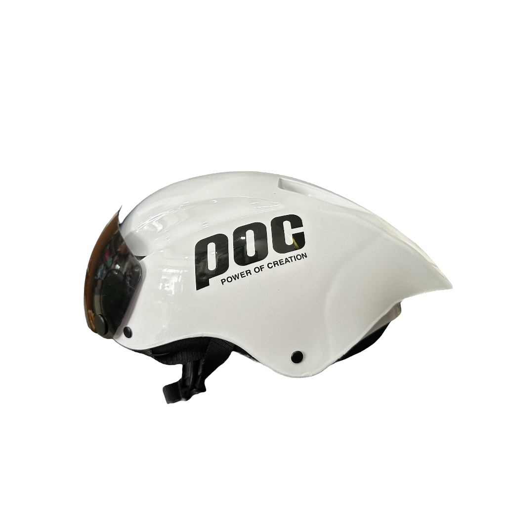 Nón Bảo Hiểm Đuôi Nhọn Độ Tem P0C KHÔNG NÚT TĂNG CHỈNH, KÍNH NÚT BẤM