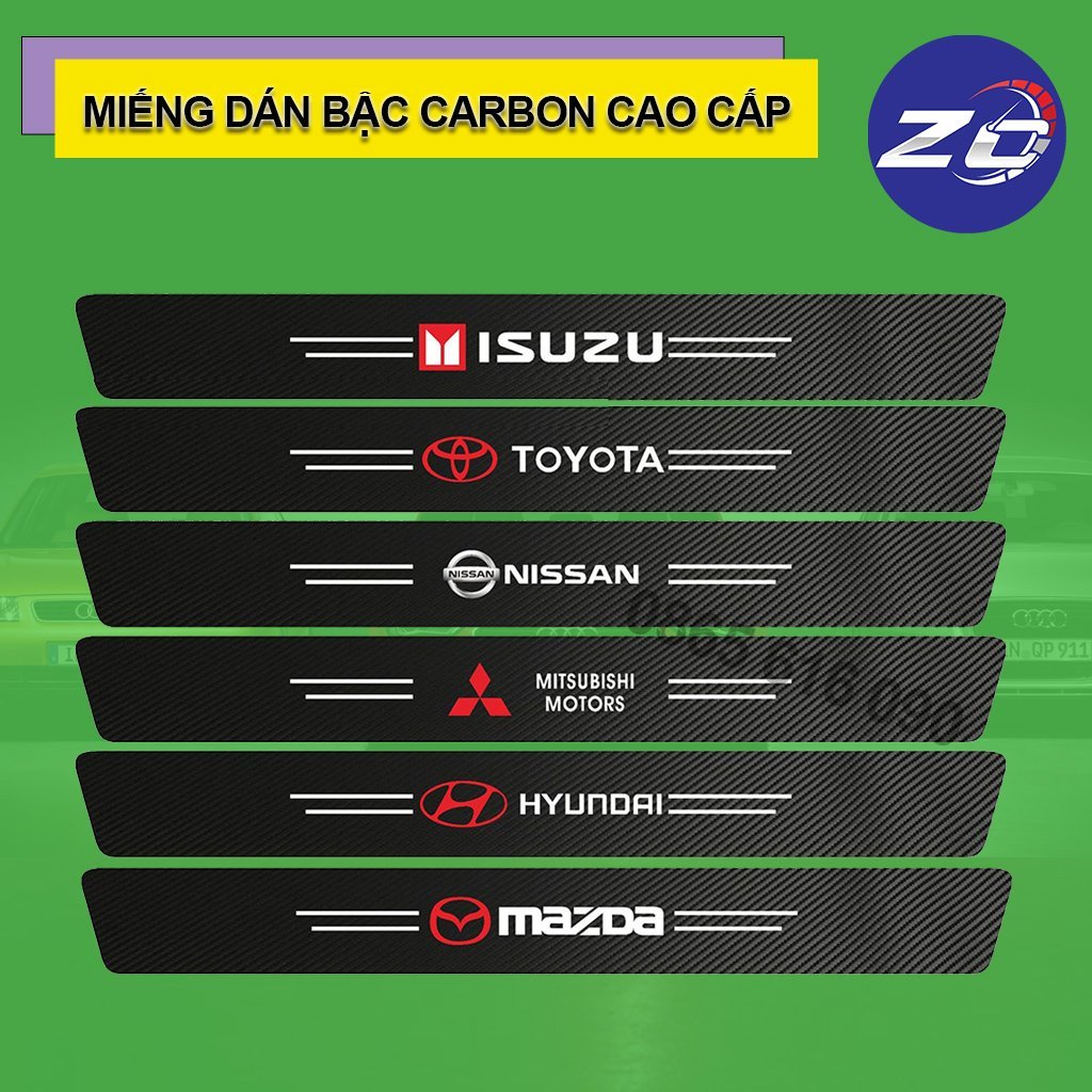 Miếng Dán Carbon Chống Trầy Xước Bậc Cửa,Cốp Xe ô tô Honda, Mazda, Hyundai, Toyota, Kia, KIA NEW, Ford, Mitsubishi