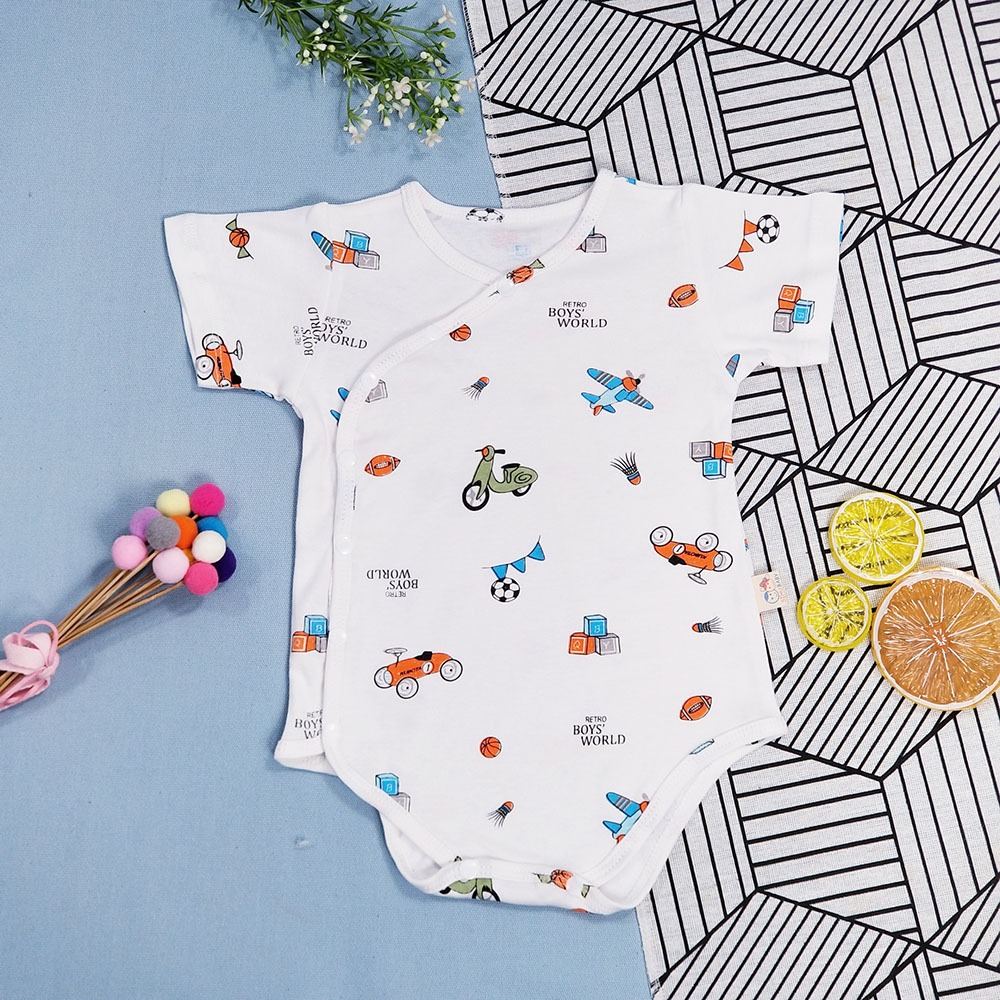 Bộ Cộc Tay Cotton Cao Cấp Nút Gài Chéo Dành Cho Bé từ 3 đến 10 Ký