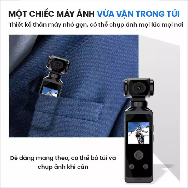 Camera GOPRO POCKET 2 máy quay phim cầm tay camera mini, ống kính xoay 270 độ, chất lượng hình ảnh video sắc nét 4K