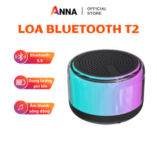 Loa bluetooth T2 loa mini dung lượng pin lớn, tích hợp nghe gọi, âm thanh sắc nét, đèn đổi màu bắt mắt ShopAnna