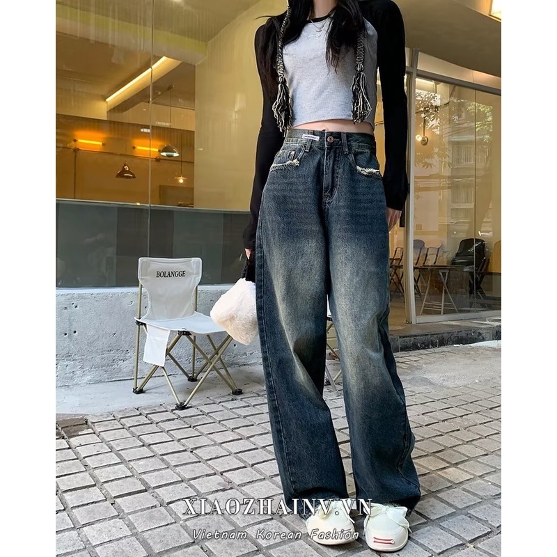 Quần Jeans Nữ Ống Rộng, Quần Bò Nữ Ống Rộng Lưng Cao Phong Cách Ulzzang TL10