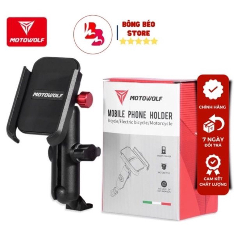 Giá đỡ điện thoại Motowolf xoay 360, Giá kẹp điện thoại cho xe máy MOTOWOLF MDL2821