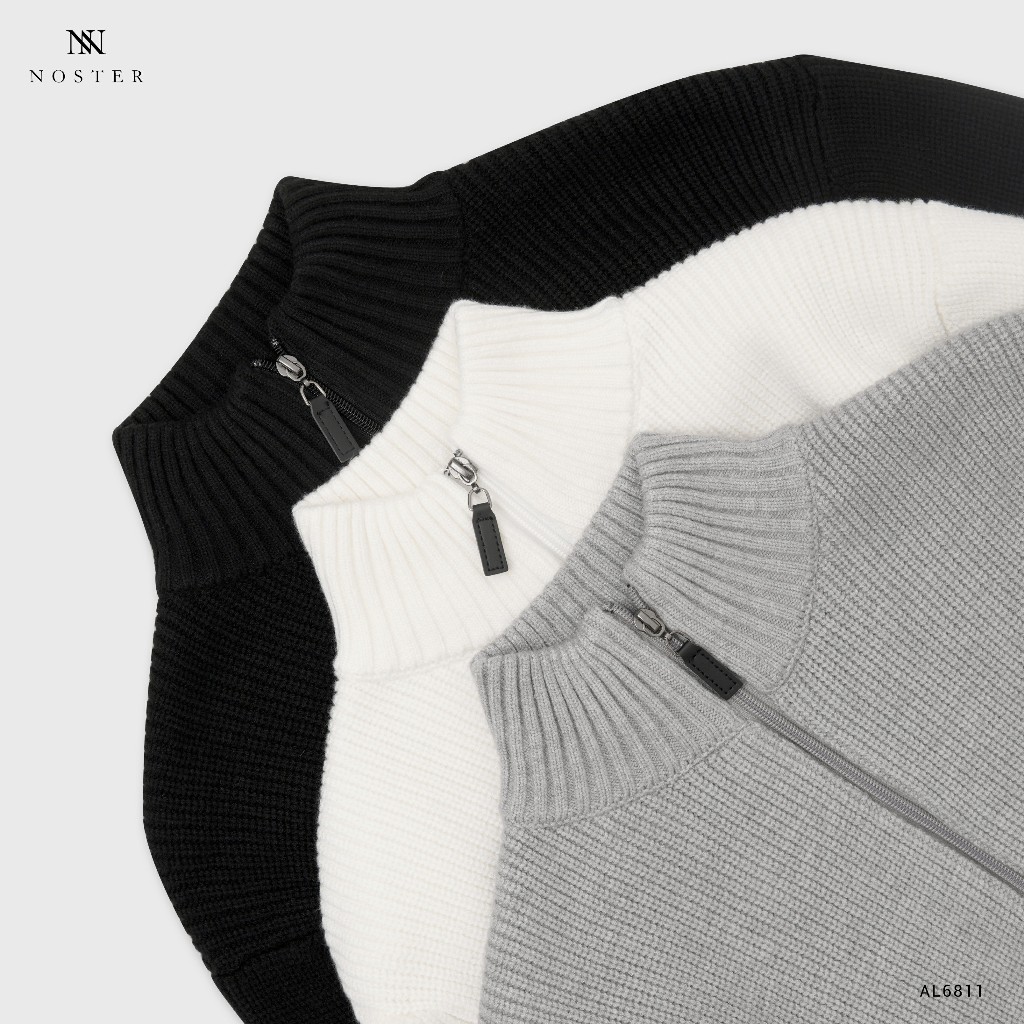 Áo khoác len, tay phối màu, khóa kéo - Thương hiệu Noster AL6811