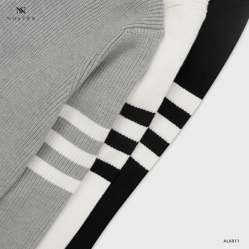 Áo khoác len, tay phối màu, khóa kéo - Thương hiệu Noster AL6811