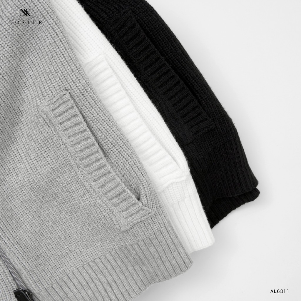 Áo khoác len, tay phối màu, khóa kéo - Thương hiệu Noster AL6811