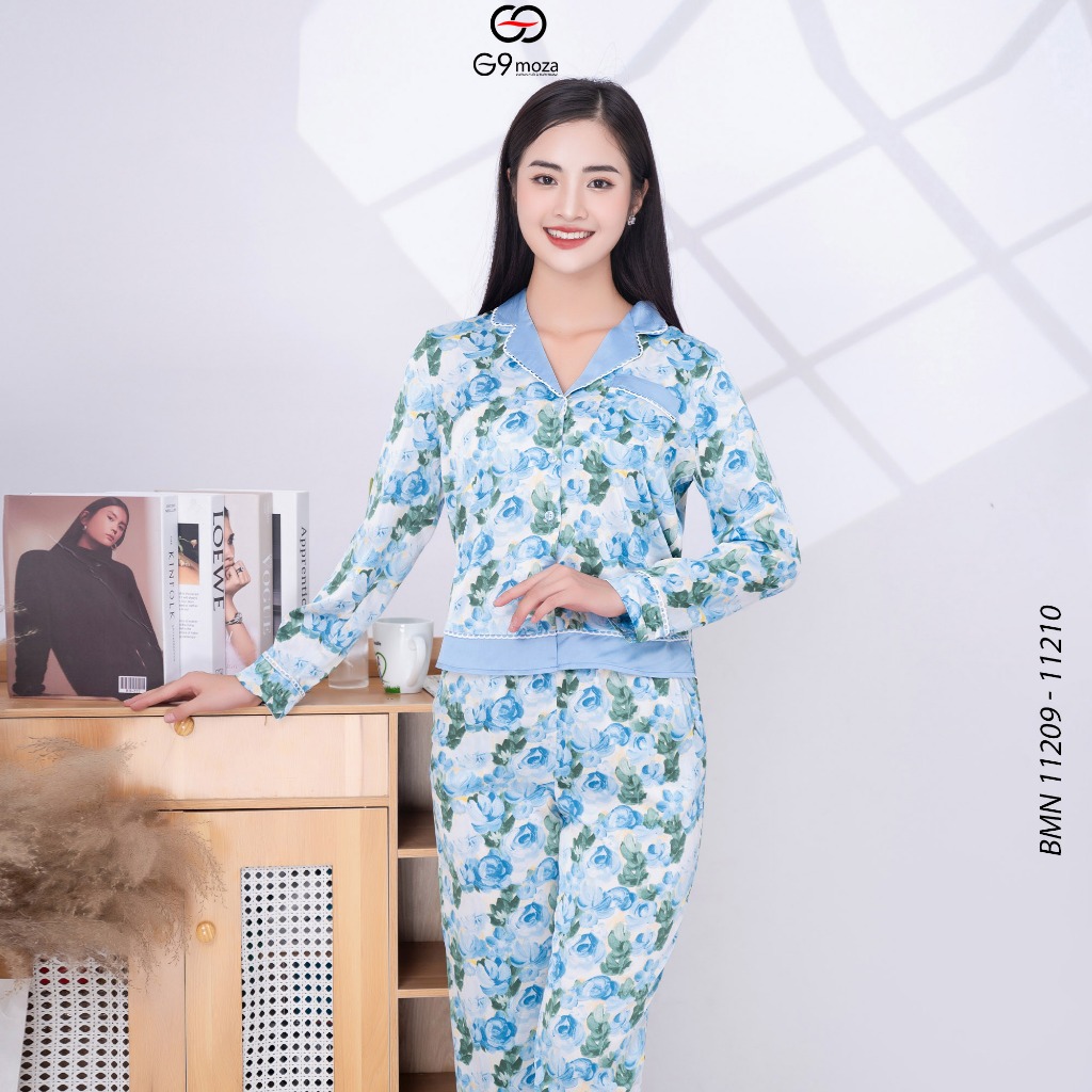 Bộ mặc nhà pijama lụa 11209 - 11210, G9moza hàng thiết kế cao cấp