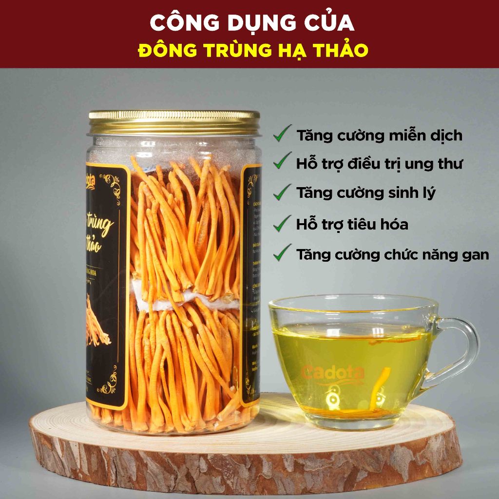 Đông Trùng Hạ Thảo Sấy Khô Hàng loại 1 CADOTA, thơm, vàng đẹp, Hũ 50Gr dùng được 3-4 tháng, tiết kiệm hơn hũ nhỏ